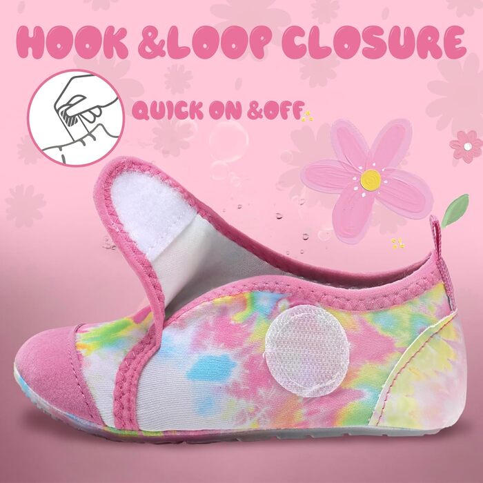 Дитячі шльопанці для басейну WateLves: аквашузи для хлопчиків та дівчаток, швидко сохнуть, підошва не слизька (30/31 EU, Рожевий Tiedye)