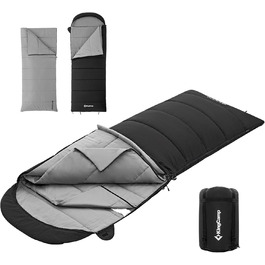 Сплячий мішок KingCamp для дорослих 3-в-1 з бавовняним флісовим підкладкою, зимовий, XXL, легкий, теплий, знімний ковдри, для туризму та відпочинку