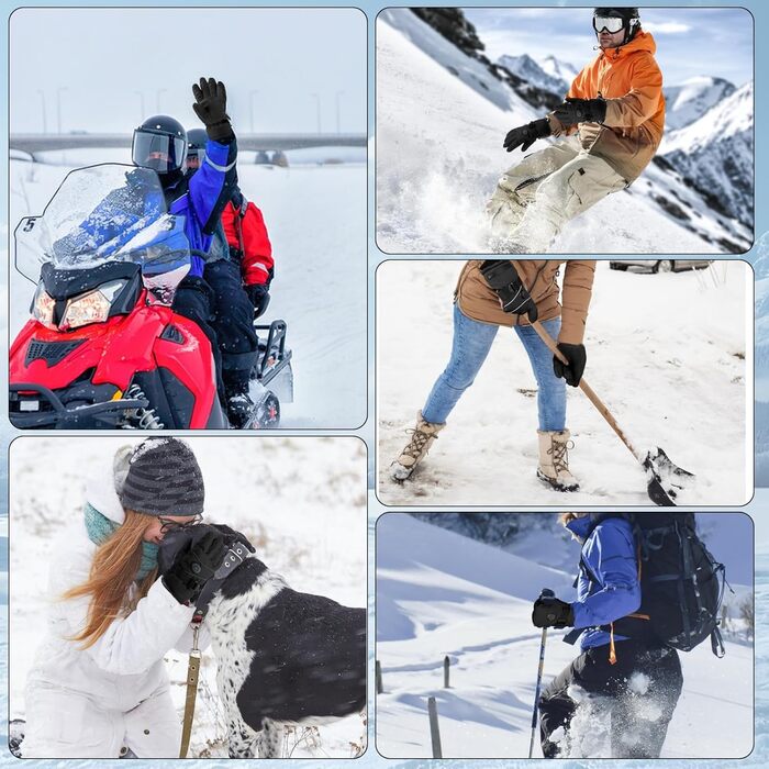 Електричні грілки для рук для чоловіків та жінок, 7.4V 5000mAh/6000mAh, акумуляторні, сенсорний екран, 3 режими 45/50/55°C, антиковзні, для катання на велосипеді, лижах, кемпінгу, чорні