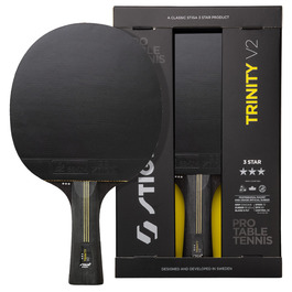 Стіга Trinity V2 – пінг-понгова ракетка для настільного тенісу, 3 зірки, ITTF, ергономічна ручка, для атакуючих гравців, чорна