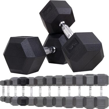 Гантелі шестигранні Miweba Sports HGH100 10 кг, пара – професійні гантелі з чавуну, ергономічна ручка, набір гантелей для фітнесу