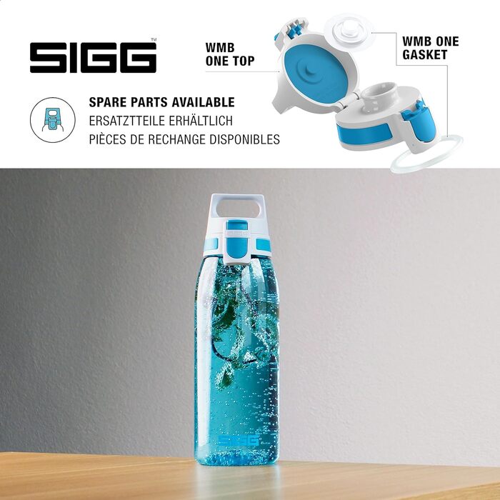 Пляшка для води SIGG Tritan 1 л Aqua, легка, герметична, для газованих напоїв, BPA-free, підходить для миття в посудомийній машині