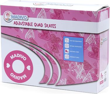Роликові ковзани MADIVO Love Kinder для дівчаток, регульовані, 34-37 (рожеві), 30-33 | Ідеальні для дітей та підлітків