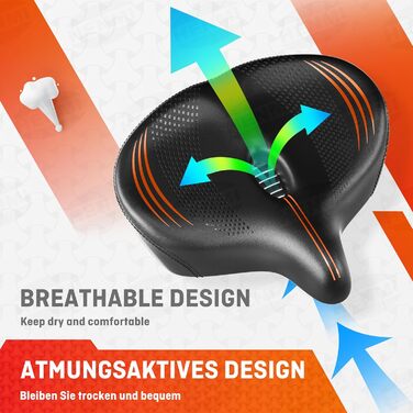 HENMI Велосипедне сідло з підвіскою, ергономічне, чорне, універсальне (Citybike, MTB, тренажер)