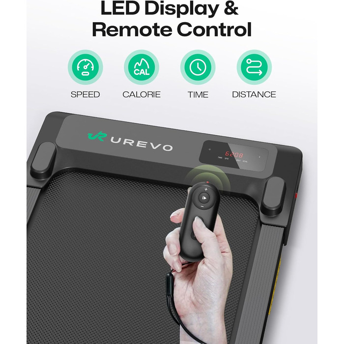 UREVO Smart Walking Pad: Бігова доріжка під стіл з двома амортизаторами, керування через додаток, для дому та офісу