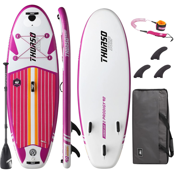 Дитяча надувна SUP-дошка THURSO SURF Wunderkind 228x76x10 см, двошарова, карбонове весло, 3 знімні плавці, шнурок, рюкзак для води