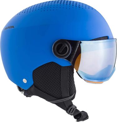 Дитячий лижний шолом Alpina Zupo Visor Q-Lite з посиленим контрастом, легкий, з візором, синій матовий, розмір 54-58 см