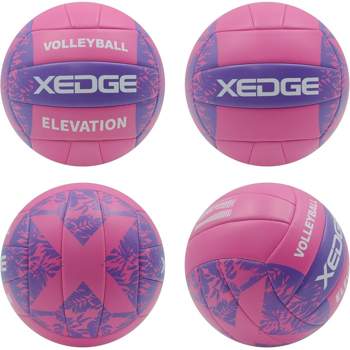 Волейбольний м'яч XEDGE, розмір 5, офіційний для тренувань в залі/на вулиці, пляж, трава, майданчик. Рожевий/фіолетовий