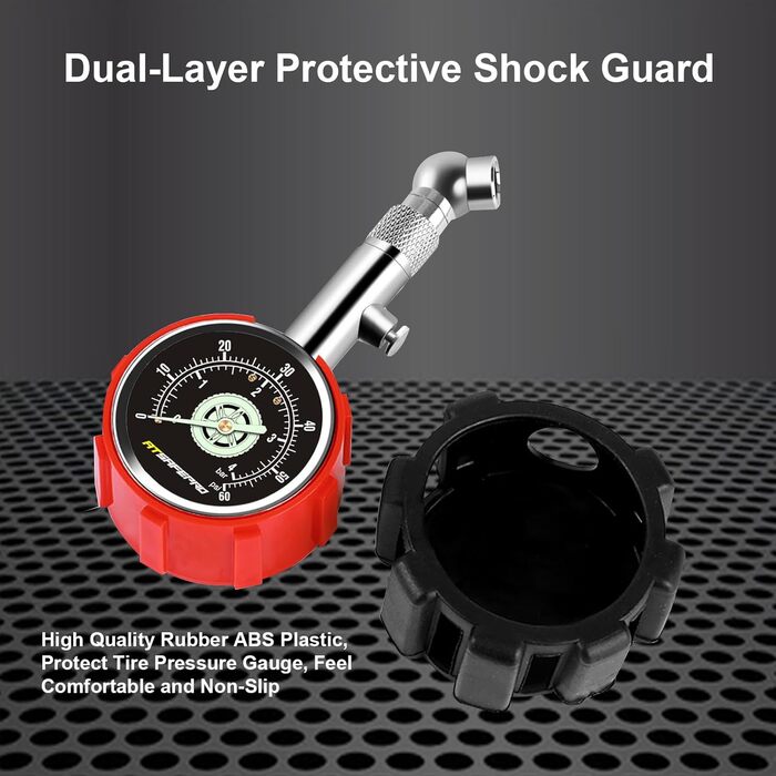 ATsafepro професійний механічний манометр для шин 4 бар 60 PSI, аналоговий тестер тиску шин з підсвічуванням, точний прилад для авто, мотоциклів, SUV