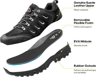 Чоловічі водонепроникні трекінгові черевики NORTIV 44 EU (Чорний, Сірий)