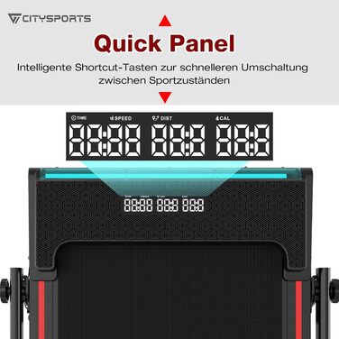 CITYSPORTS Біговий тренажер з регулюванням нахилу, LED-дисплеєм та світловими ефектами, 1–12 км/год, WalkingPad з нахилом 11%-14%, біговий тренажер для дому та офісу з пультом дистанційного керування