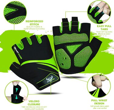 Велосипедні рукавички BEAST RAGE для жінок та чоловіків, дихаючі, без пальців, з антиковзким покриттям, амортизація, підходить для шосе, MTB, гірського велосипеда, білого кольору (PAPAGEI, L)