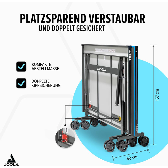 Стіл для настільного тенісу JOOLA Pro Outdoor - професійний, вологостійкий, з алюмінієво-пластиковою поверхнею 6 мм та складним підсвільником, сітка ALU PRO Single в комплекті