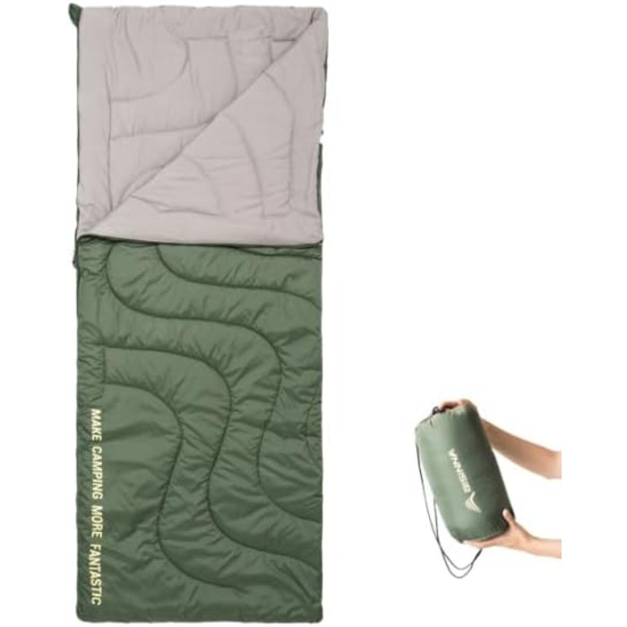Спальний мішок BISINNA літній, ультралегкий (190x75 см), 680 г, тихий, компактний (27x15 см) для кемпінгу, фестивалів, гостей