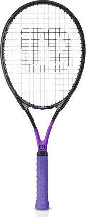 Тенісний ракетоподібний пристрій для дорослих, легкий, з чохлом, підходить для жінок та чоловіків, початківців та досвідчених (27 дюймів, чорний+фіолетовий)