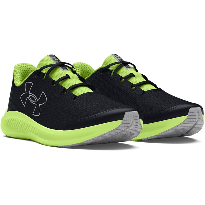 Кросівки для хлопчиків Under Armour Charged Pursuit 3 - бігові, технічні, чорно-зелені, 36.5 EU