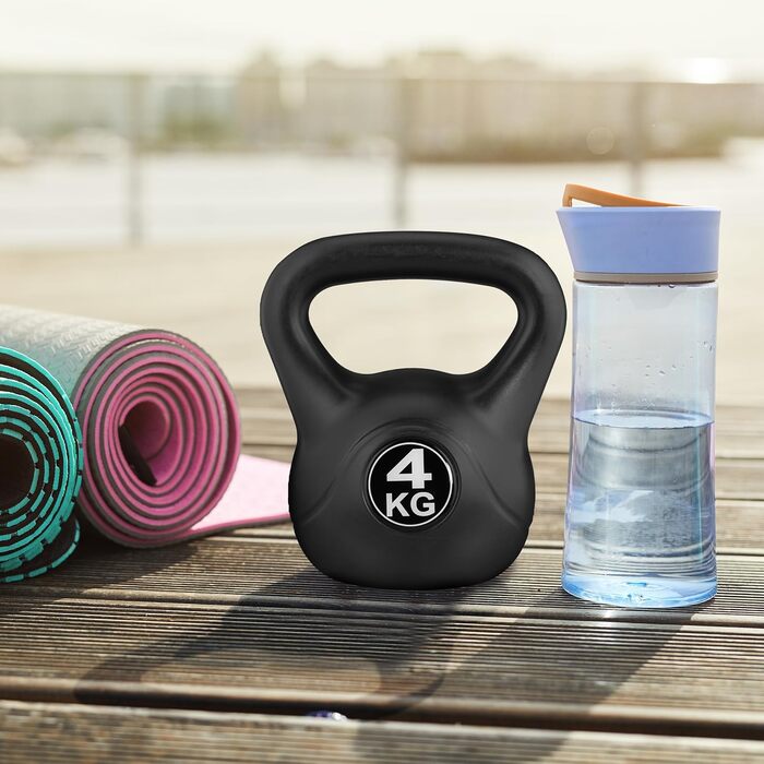 Kettlebell Relaxdays пластиковий, різні ваги, чорний, для фітнесу, для чоловіків і жінок