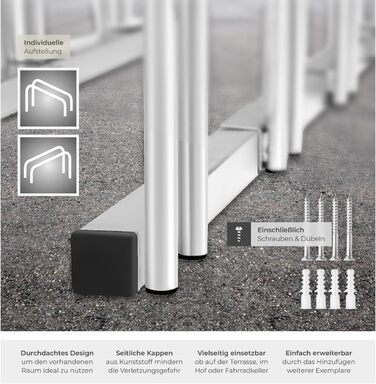Підставка для велосипедів Tectake® - 4 шт. для гаража, підлоги або стіни