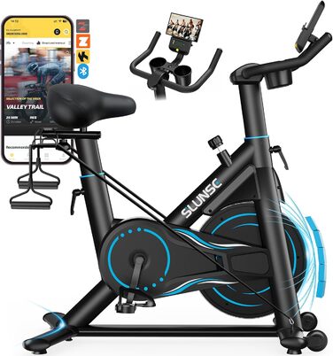 Hometrainer Neu SLUNSE 2025: велотренажер з магнітним опором, LCD-дисплеєм, підтримкою додатків та вагою до 180 кг (зелений/синій)