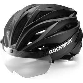 Шолом ROCKBROS для велосипедистів з візором, MTB, шолом для їзди на велосипеді, регульований, для жінок та чоловіків, 58-62 см, матове чорне (фотохромні окуляри)