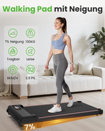 Біговий доріжка HomeFitnessCode з нахилом для дому - Walkpad, електрична, 1-8 км/год, міні, 90 см (чорний)