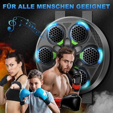 Музичний боксерський тренажер з Bluetooth, настінний, з рукавичками, 15 режимів швидкості та лічильник ударів для дорослих