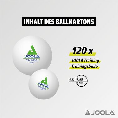 JOOLA тенісні м'ячі для настільного тенісу TRAINING 40+ мм, преміум якість, 120 шт, білі