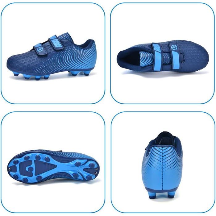 Дитячі футбольні бутси для хлопчиків та дівчаток, бутси з шипами для твердого поля, дитячі футбольні кросівки, спортивне взуття для тренувань та занять на відкритому повітрі, дихаючі, антиковзкі, унісекс, розмір 28-37 (37 EU, блакитні)
