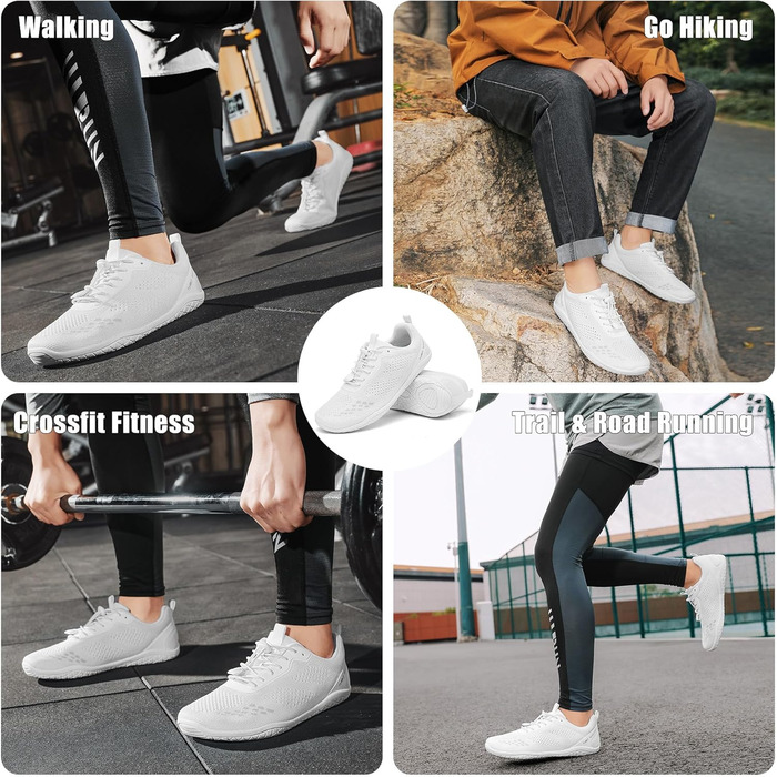 Босоніжки Geweo для жінок та чоловіків: зручні спортивні кросівки з широкою передньою частиною, легкі босоніжки для фітнесу, кросфіту, силових тренувань, трекінгу, унісекс, розміри 37-47 EU (білі, 45 EU широкі)