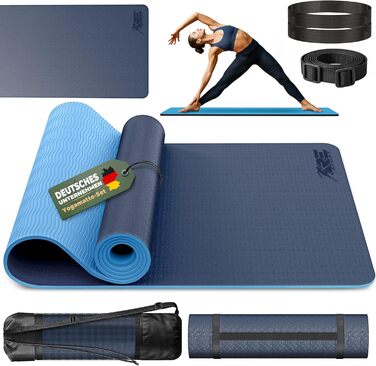 Йога мат RE:SPORT без фталатів, 183x61x0.6 см, Navy/Light Blue