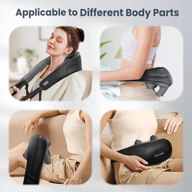 Бездротовий масажер Comfier 4D Шиацу для шиї та плечей з підігрівом і вібрацією, електрична подушка для масажу спини, для дому та авто, подарунок