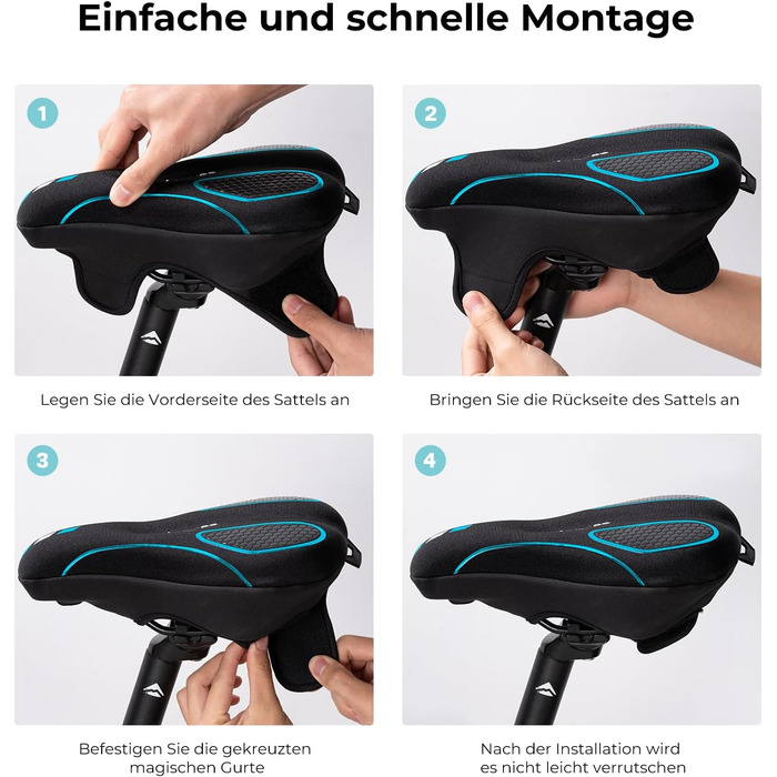 Накидка на велосипедне сідло YOUNGDO, ергономічна гелева накладка, м'яка та комфортна з захистом від дощу, для жінок та чоловіків (блакитна, вузька)