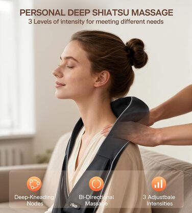 Масажер для шиї з підігрівом Shiatsu: для спини, плечей, дому та офісу. Ідеальний подарунок для тата, чоловіка, жінки.
