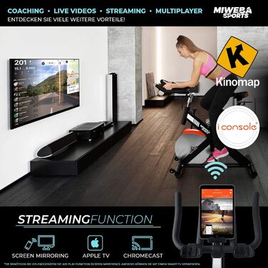 Професійний велотренажер Miweba Sports MS400 для дому, 22 кг маховик, навантаження до 150 кг, безступінчасте регулювання, вимір пульсу, спін-байк, ергометр