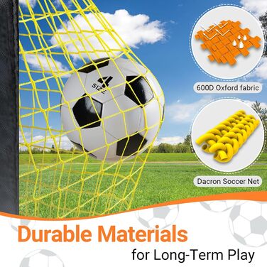 Ворота для футболу Dimples Excel Pop-Up – розкладні для дітей | 1 або 2 шт. в розмірах 120x90 / 152x110 / 213x152 см | 3 кольори на вибір | Опційно з м'ячем, насосом, конусами та мішенню | Для саду та подарунка (2-213x152 помаранчевий+аксесуари)