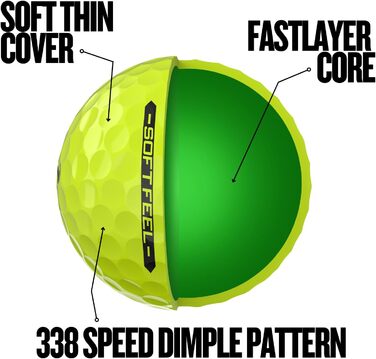 Гольф-м'ячі Srixon Soft Feel 14: преміум якість, стабільний політ, контрольований спін, Tour Yellow/Білий