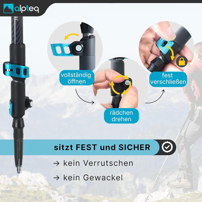 Телескопічні трекінгові палиці з карбону та алюмінію для скандинавської ходьби, регульовані 65–135 см, ергономічні, сині