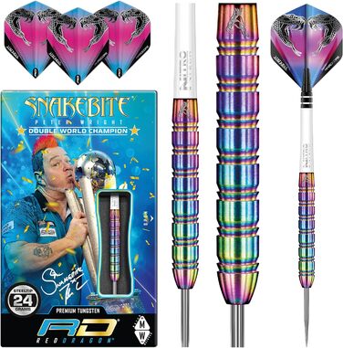 Професійний дротик Red Dragon Peter Wright Snakebite 1, вольфрамовий, 24 г, з крилами та стержнями