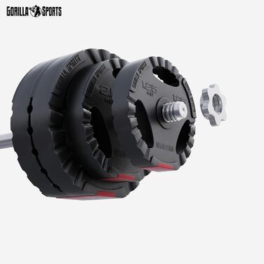 Диски для штанги GORILLA SPORTS, набір 27,5 кг, трихват, пластик, діаметр 30/31 мм