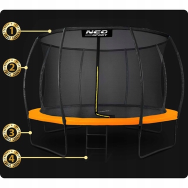 Садовий батут Neo-Sport 12ft/374см з внутрішньою сіткою та профільним каркасом