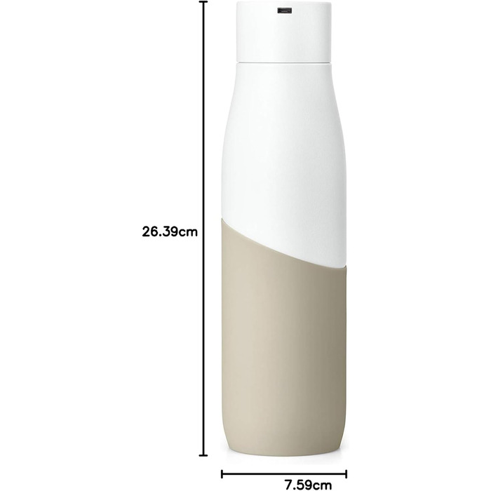 Пляшка для води LARQ Bottle Movement PureVis 710 мл — легка, самочистна, неізольована, з нержавіючої сталі, з UV-очищенням, багаторазова, для подорожей, біла/пісочна