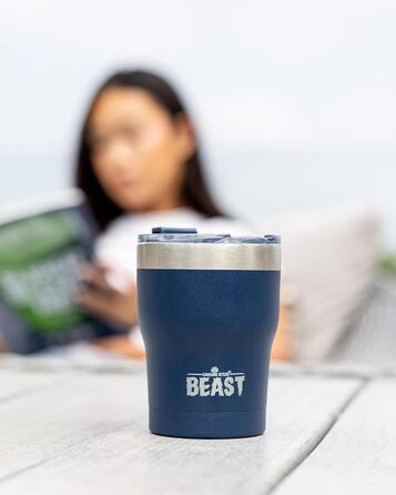 Термочашка Beast 1050 мл (40 oz), темно-синя, багаторазова, з 2 трубочками та щіткою, подвійні стінки, нержавіюча сталь, для кави та айс-кави