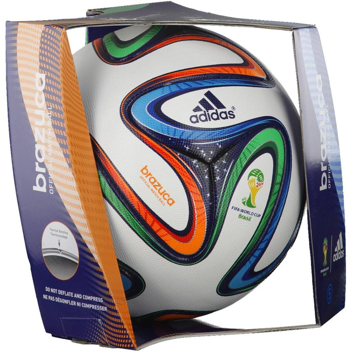Офіційний футбольний м'яч adidas Brazuca, розмір 5, білий/синій/кольоровий