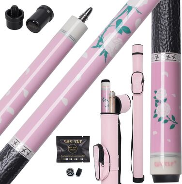 Професійний більярдний кий CUEELF 147.3 см, канадський клен, 21 oz, рожевий/чорний