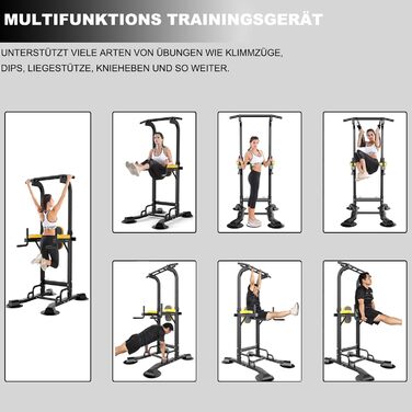 Станція для підтягувань та віджимань, турнік-стенд, тренажер для дому, чорний, 660 lbs