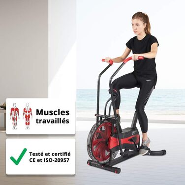 Велотренажер CARE FITNESS Air Bike CA-700 з повітряним опором, 6 програм тренувань, 2 в 1 кростренажер, 6 функцій контролю навантаження, LCD-дисплей, чорний