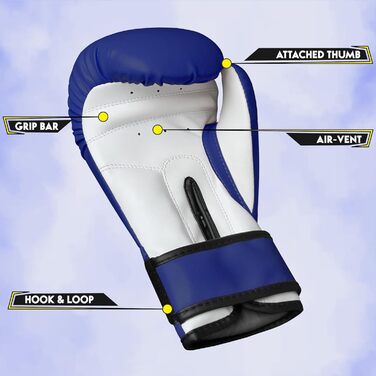Дитячі боксерські рукавички Farabi Sports 8oz/6oz - бокс, ММА, муай-тай, кікбоксинг, спаринг, тренування (блакитні)