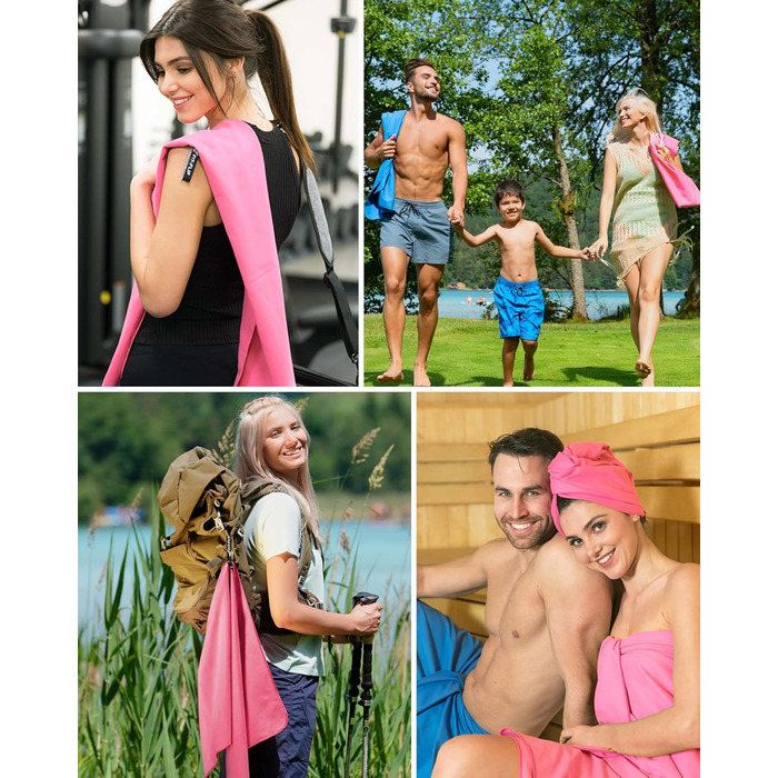 Рушник Fit-Flip з мікрофібри - компактний, швидковисихаючий, для спорту, подорожей, пляжу, сауни - 70x140 см, рожевий, 1 шт.