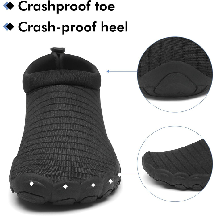 Чоловічі та жіночі аквашузи Mishansha для плавання та відпочинку на пляжі, чорні (42 EU)