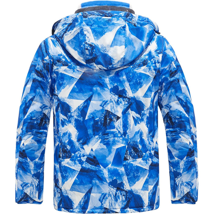 Чоловіча гірськолижна куртка Wantdo з флісовою підкладкою, водонепроникна та дихаюча, блакитна з гірським малюнком